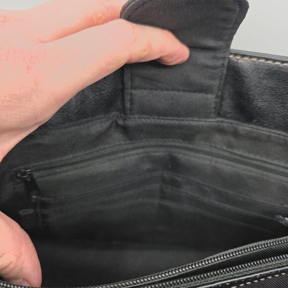 Sag Harbor Black Faux Leather Double Strap Shoulder Bag with Contrast Stitching - Picture 6 of 16